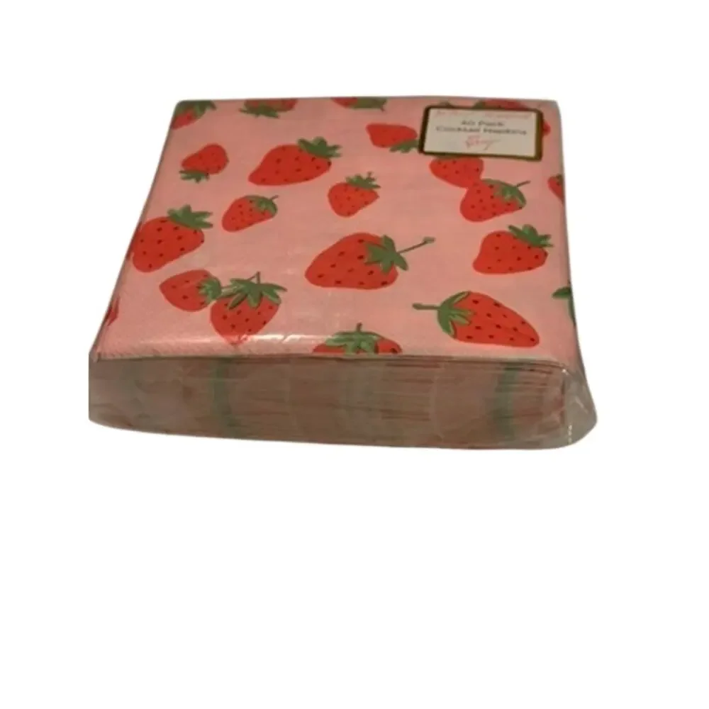 Betsey Johnson 40 Pack Pink & Red Strawberry Cocktail Napkins NEW